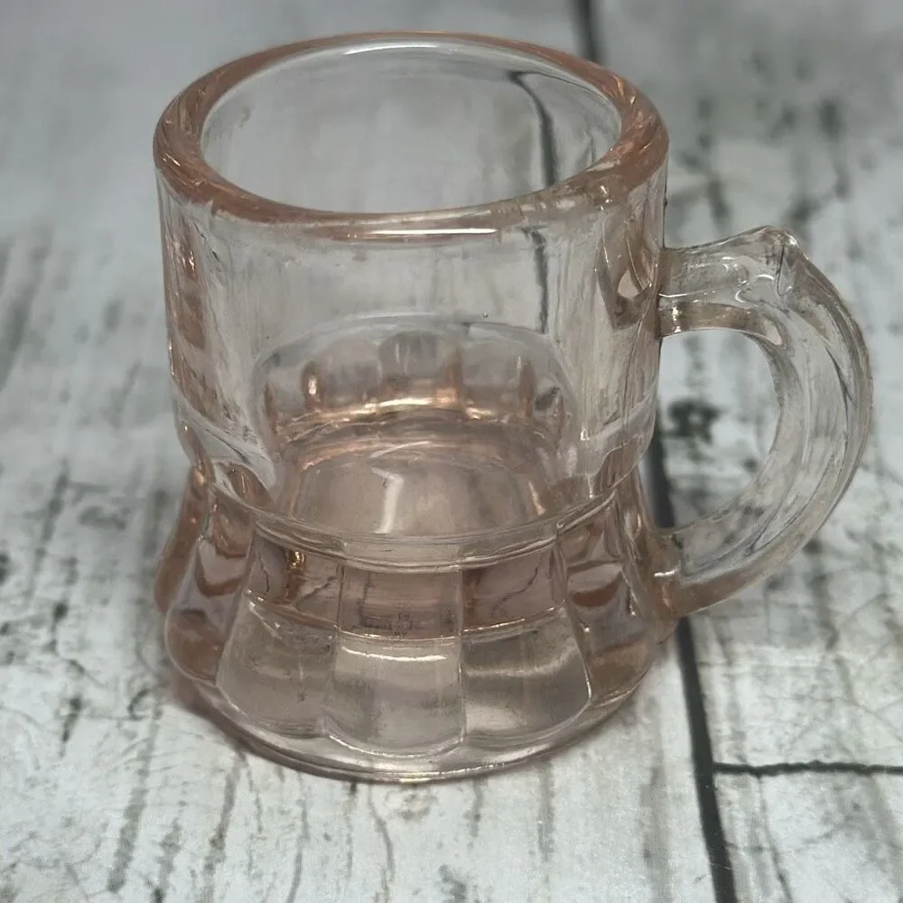 Vintage Pink Depression Glass Miniature Beer Mugs Shot Glass